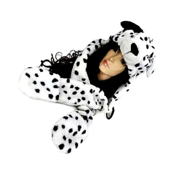 WHAMVOX Multifunctional Cartoon Animal Dalmation Dog Plush Warm Hat by Generic