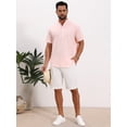 thumbnail image 5 of DARING DIVA Men's Solid Color Stand Collar Short Sleeve Henley Shirts 2XL Pink, 5 of 7