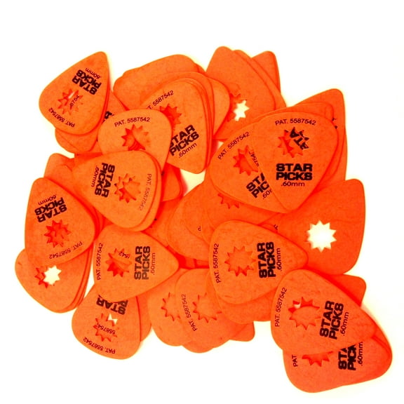 Everly Star Guitar Picks 72 Pack .60mm Orange