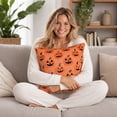 thumbnail image 5 of Halloween Pillow Covers, 18x18 inch Spooky Pumpkin Pattern Soft Plush Faux Couch Cushion Covers for Home Patio Porch Sofa Chair Thanksgiving Holiday Autumn Farmhouse Decorations, 5 of 8