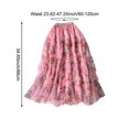 thumbnail image 4 of Women Floral Print Long Skirt Elastic High Waist Skirt irregular hem Mesh Skirt Pleated Dress Elegant Streetwear Tulle Skirt, 4 of 7