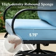 thumbnail image 5 of Alpha Joy 9 Seat Outdoor Patio Furniture Set Metal Patio Conversation Set with 2 x Swivel Chairs, 2 x Fixed Chairs, 2 x Ottomans, 5.75" Thickened Cushions for Lawn, Bckyard, Blue, 5 of 10