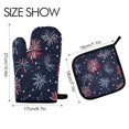 thumbnail image 2 of Yayeee Oven Mitts and Pot Holder Set of 2 Heat Resistant Kitchen Gloves Baking Hot Pad, Red and Blue Fireworks Pattern, 2 of 5