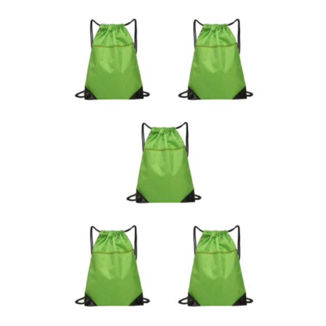 VONKY Portable Nylon Drawstring Bag Sack Beach Gym Backpack Shoes Bags Convenient and Versatile Light Green 5Set