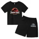 thumbnail image 3 of Conjunto de 2 piezas de camiseta y pantalones cortos con estampado de dinosaurio de Jurassic Park para niños y niñas, con estampado de dibujos animados de verano, 3 of 5