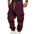 thumbnail image 2 of Men's Tapered Fleece Joggers Drawstring Waist with Pockets, Lightweight Sweatpants for Casual, Gym & Running​ Wine 3XL, 2 of 6