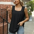 thumbnail image 6 of Timegard Womens Tank Tops Eyelet Square Neck Sleeveless Loose Tops Ruched Dressy Casual Summer Beach, 6 of 7