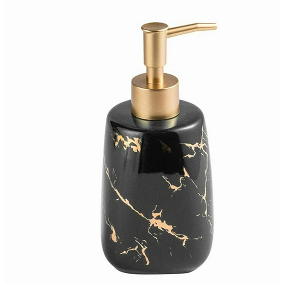 Distributeur de Savon pour les Mains en Marbre Élégant - Bouteille de Lotion Noire pour Accessoires de Salle de Bain et de Cuisine