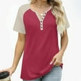 thumbnail image 5 of Womens Plus Size Henley Shirt, Raglan Short Sleeve Shirts for Women Summer Casual Solid Color Button Up Crewneck T-Shirts, 5 of 6