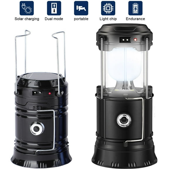 2 Pcs LED Solar Collapsible Camping Lantern, Super Bright Portable Survival Lanterns, Must Have During Hurricane, Emergency, Storms, Outages, Original Collapsible Camping Lights/Lamp ( Included)