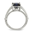 thumbnail image 6 of 925 Sterling Silver Rhodium-plated Synthetic Blue Sapphire and Cubic Zirconia Ring Size 6, 6 of 7