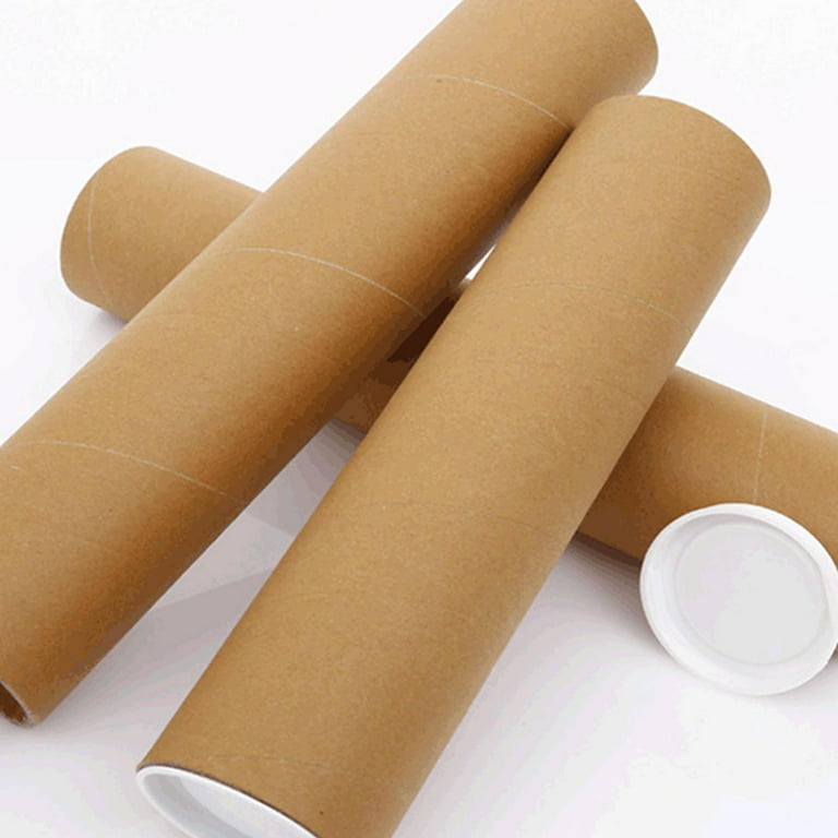 plain kraft poster mailing packaging paper tube with black plastic caps