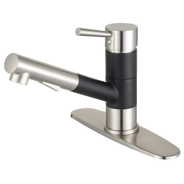 Gourmetier LS8409DL Robinet de Cuisine Moderne à une Poignée avec Pulvérisateur Extractible - Noir Mat et Nickel Brossé