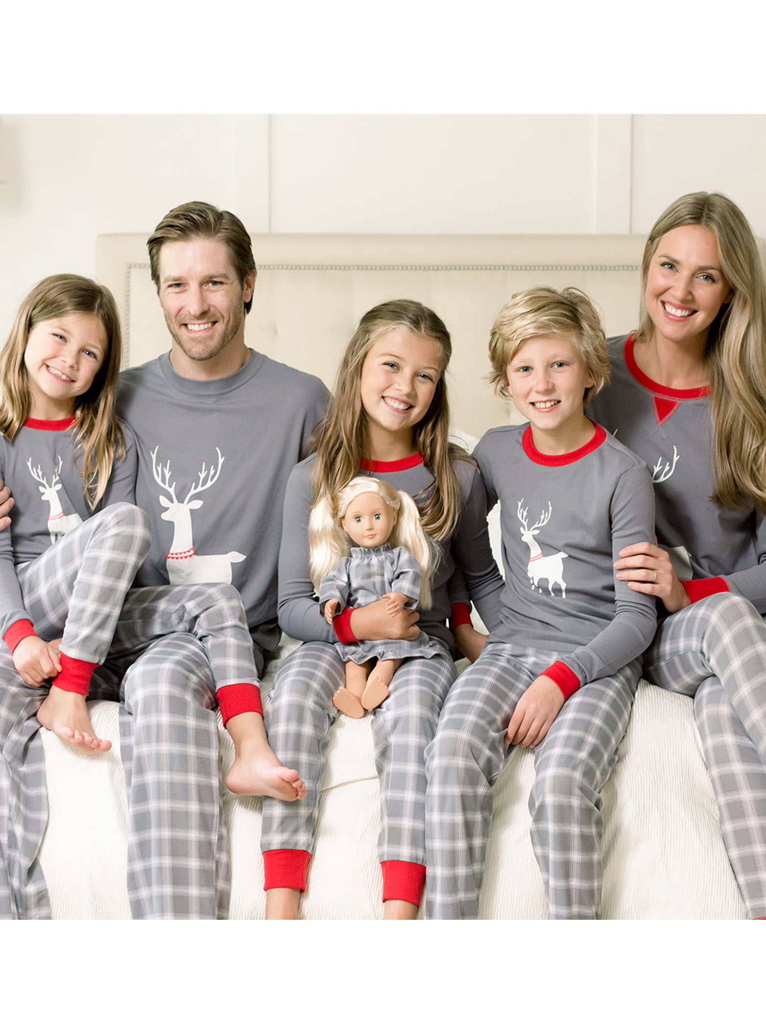Whycat Matching Family Pajamas Sets Merry Christmas PJS with Letter and Plaid Printed Long Sleeve Tee and Pants Loungewear for Family Women Men Kids Baby