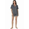 thumbnail image 3 of GEX Womens Bamboo Viscose Pajamas Set Cooling Super Soft 2 Piece PJ Set Button-Down Short Sleeve Sleepwear S-XXL (Dark Gray), 3 of 7