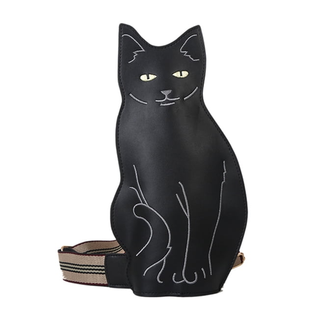Bolso de pecho con forma de gato bolso de hombro con cremallera a la moda impermeable para compras viajes