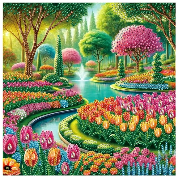5D DIY Diamond Painting Kit Tulip Field Special Shape Creative Diamond Craft Suitable for Home and Office Decor, Festive Gifts