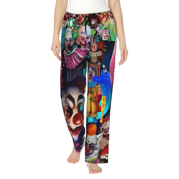 Killer Klowns From Outer Space Women's Pajama Pants, Comfy All Over Print Lounge Pants Casual Sleepwear with Pockets & Drawstring