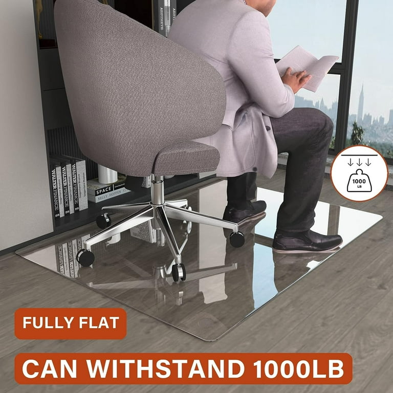 CONGUILIAO Glass Chair Mat 36 x 46 Tempered Glass Office Chair Mat for Carpeted or Hardwood Floors Computer Chair Mat Floor Protector Mat