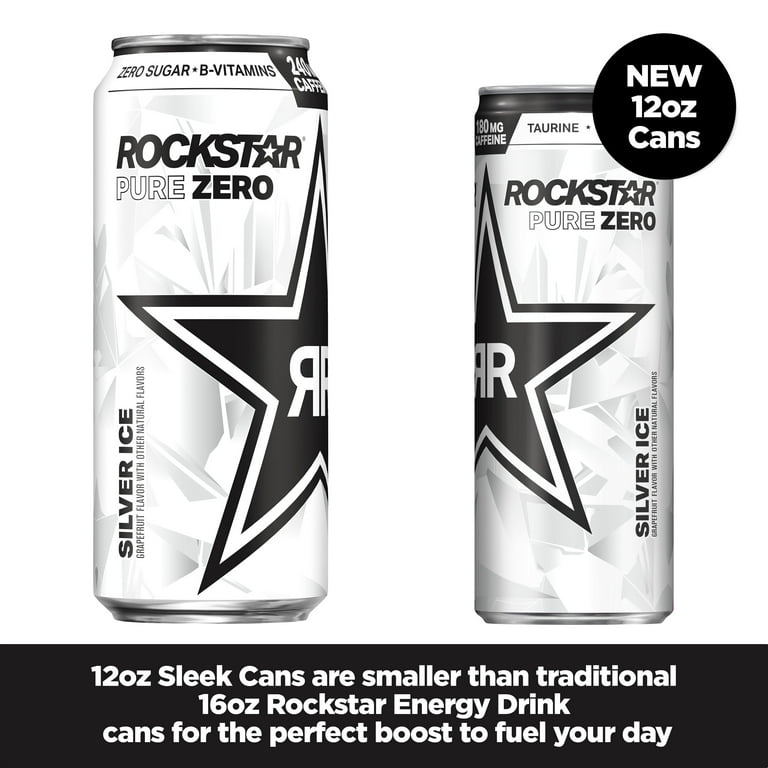 Rockstar Pure Zero Sugar Silver Ice Energy Drink, 16 oz Can