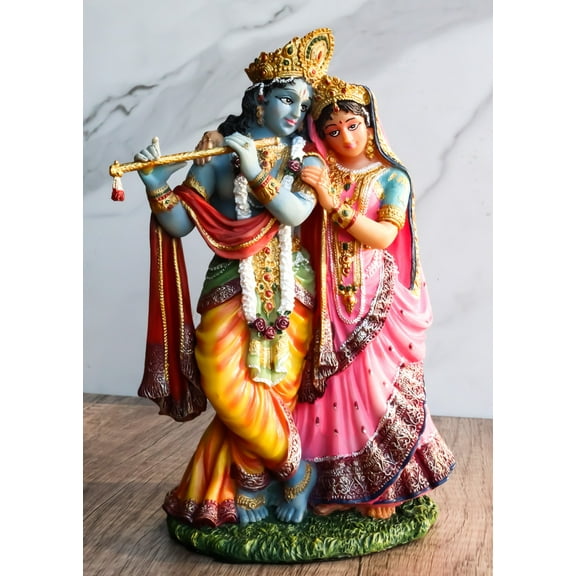 Ebros 8"H Radha And Krishna Statue Avatar of Vishnu Shakti Gift, 1 lbs
