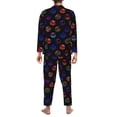thumbnail image 7 of Salouo 80s Style Palm Trees Print Button-Front Long Sleeve Pajama Set for Men, Soft 2Pjs Men's Long Sleeve Sleepwear -Medium, 7 of 7