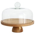 thumbnail image 3 of Elama Acacia Wood Multi-Function Cake Stand with Glass Dome Lid, 3 of 4