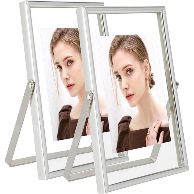 Gold Floating Frame ;x; Vertical Set For Picture x x x Tabletop Shelf Photo Frame Classy For Wedding Birthday Anniversary Home or Office Decor