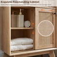 OKD Modern Farmhouse Bathroom Floor Cabinet, Rattan Cupboard Storage ...