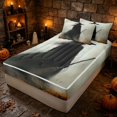 thumbnail image 3 of Erosebridal Spooky Witch Zipper Full Size Comforter Sets with Fitted Sheet and 2 Pillowcases, Halloween Zipper Bedding Set for Boys Girls, Ash Beige Dark Brown, Black Reversible, 3 of 7