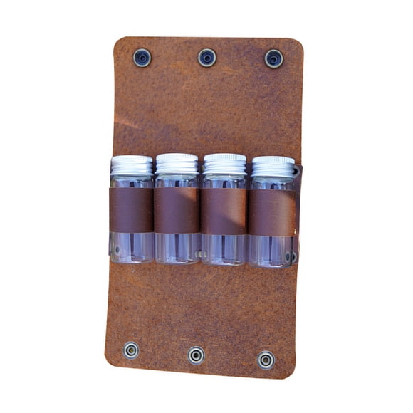 Juego de botellas de especias Soidarity 4 piezas vidrio con bolsa de Cuero 30 ml para acampar