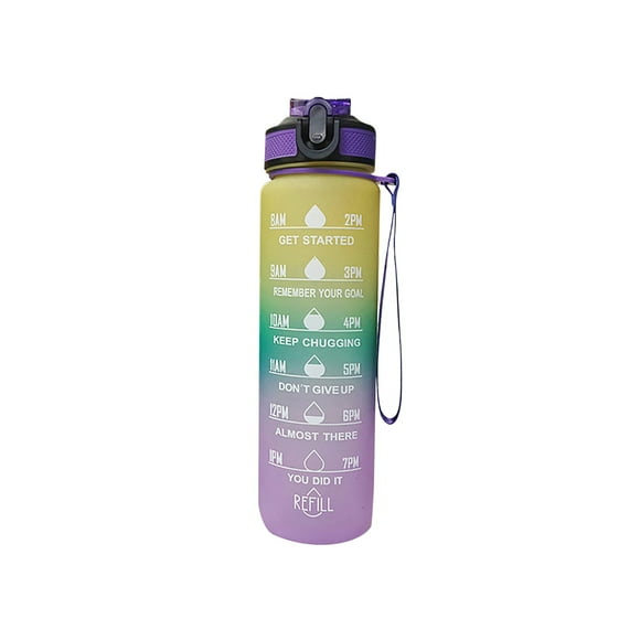 Tuvgenk 34 Oz Water Bottle with Straw, Handle & Time Marker Sports Bpa Free Water Bottle Jug Pc Motivational Purple Leak Proof Reusable for Gym
