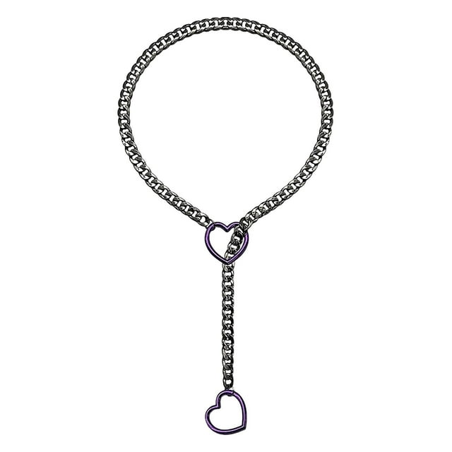 Collier en Acier Inoxydable en Forme de Cœur pour Femmes Chaîne Réglable Lariat Y-Necklace Bijoux Cubains Élégants