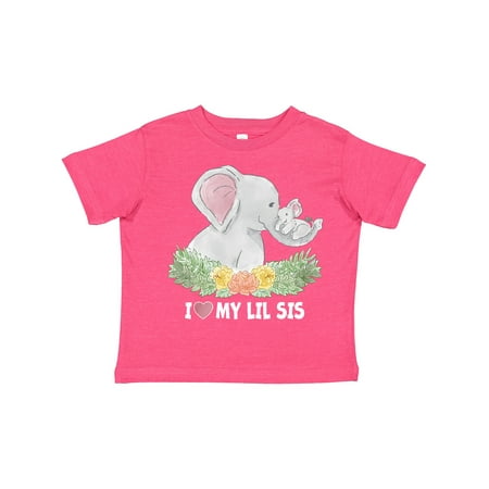 

Inktastic I Love My Lil Sis Elephants with Flowers Gift Toddler Boy or Toddler Girl T-Shirt