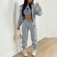 thumbnail image 2 of Gibobby Set Pants y Sudadera Mujer Conjunto de ropa deportiva de 3 piezas con sudadera con capucha y estampado de diente de león para mujer(Gris,G), 2 of 5