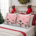 thumbnail image 6 of Outdoor Pillow Covers Waterproof Pillow Cases Protector Winter Snowman Snowflake on Pink Pillowcase Pack of 2 Christmas Ball White Leaf Throw Cushion Case for Pation Furniture,Couch,Sofa, 18x18 in, 6 of 9