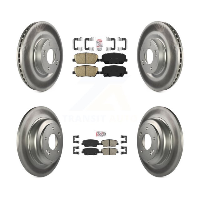 Transit Auto Front Rear Ceramic Pads and Coated Disc Brake Rotors Kit for Car Hyundai Genesis Coupe KGA-101103