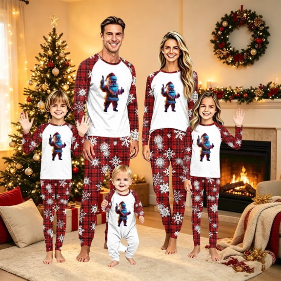 Lvotionpl 2026 Match Family Christmas Pjs, Matching Christmas Pajamas Long Sleeve Top & Pants Set Matching Holiday Family Pajama Xmas Sets