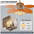thumbnail image 5 of mollie 51" Ceiling Fan with Remote Control, 6 Wind Speed, Timer, Tropical Indoor and Outdoor Reversible Ceiling Fan without Light Bulbs for Patio Bedroom, Gold, 5 of 11