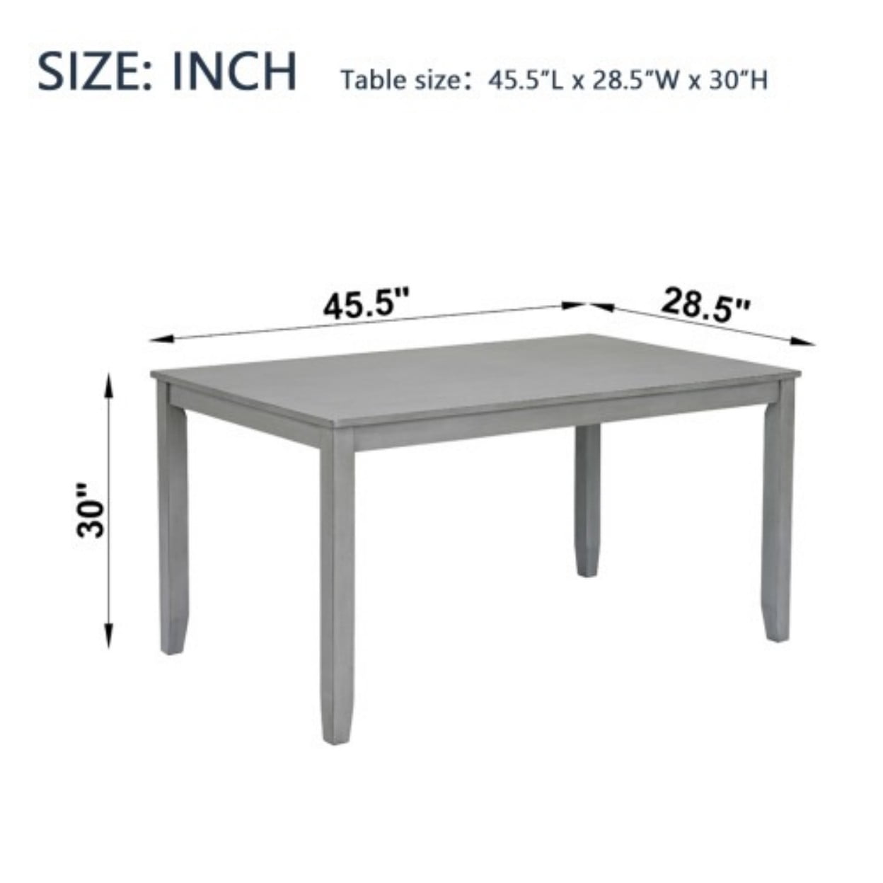 45.5" Rectangular Wood Dining Table for 4, Modern Farmhouse Kitchen Table, Solid Wood Legs, MDF & Birch Veneer Dining Desk for Small Spaces, Gray