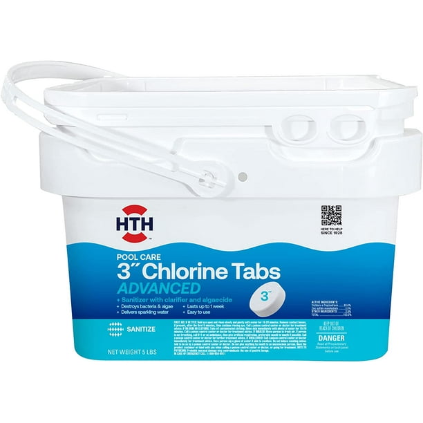 HTH Pool Care 3" Chlorine Tabs Advanced, Swimming Pool Chlorinating Sanitizer & Algaecide, Kills