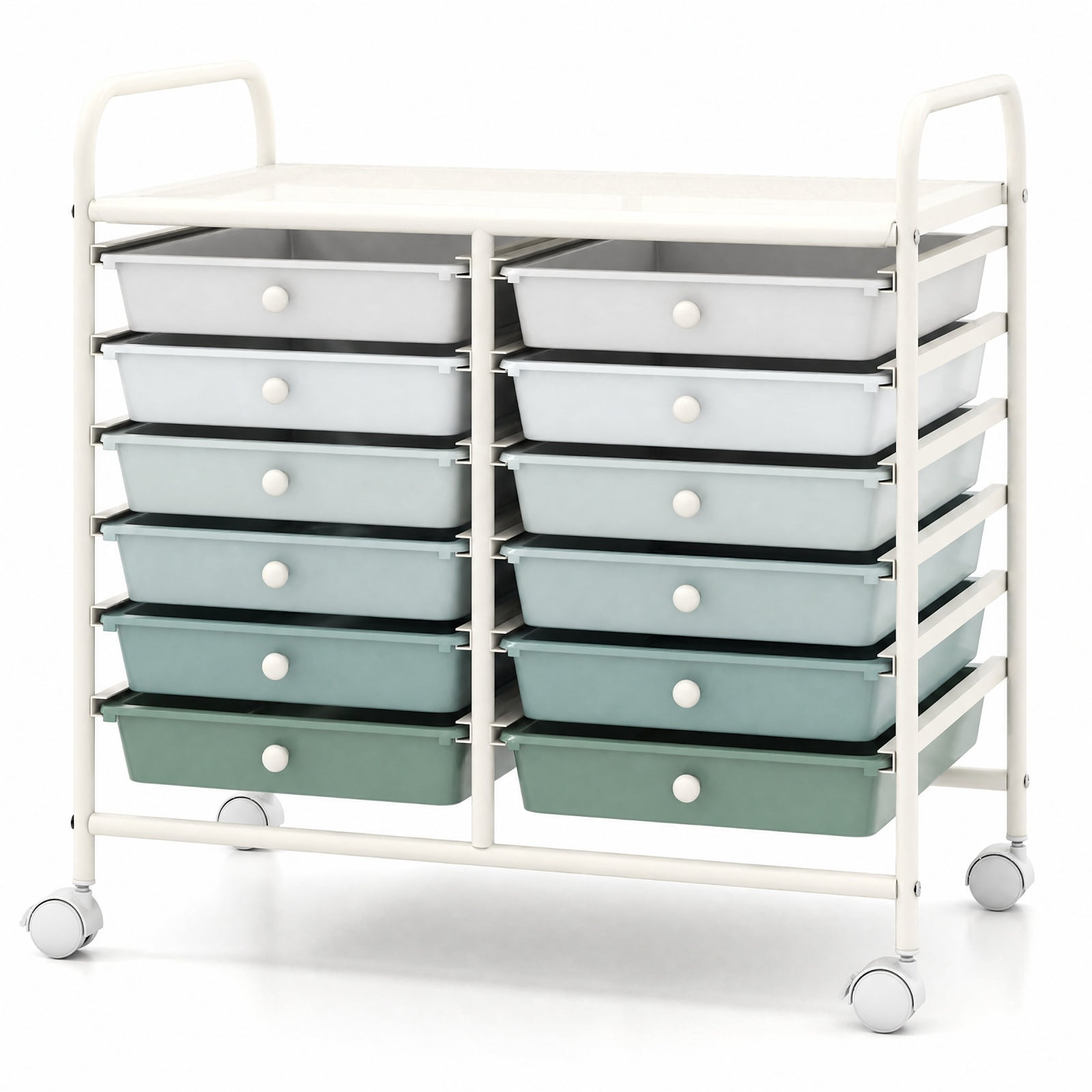 Furnibear 12 Drawers Rolling Storage Cart for Home and Office-Green Gradient for Home Office Filing Document Letter Legal Storage, Gray