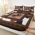 thumbnail image 3 of Homewish Cattle Hide Twin Sheet Sets,Rustic Horseshoe Twin Fitted Sheet,Western Cowboy Flat Sheet For Teens,Super Cozy Room Decor,3 Pieces, 3 of 7