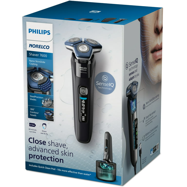 Norelco Shaver 7600, Rechargeable Wet & Dry Shaver with Senseiq Technology, Quick Clean Pod, Case and Pop-Up S7886/84 - Walmart.com
