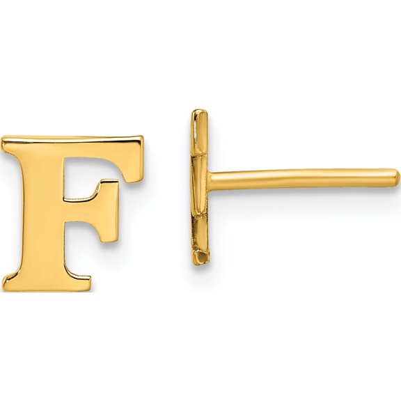 Ss/Gold Plated Sterling Silver Gold-Plated Letter F Initial Post Earrings Made In United States xne46gp/f