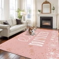 thumbnail image 2 of 8'x10' Area Rugs, Pink Hello Winter Indoor Outdoor Area Rug for Living Room Bedroom, Xmas Winter Snowflake Yellow Pink Washable Bathroom Rugs Kitchen Floor Carpet Mats Home Decor Aesthetic, 2 of 8