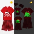thumbnail image 1 of Pijama familiar a juego de Navidad, Conjunto de pijama rojo luminoso con sombrero de Navidad brillante, 1 of 3