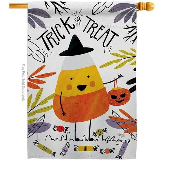 Breeze Decor H112103-BO 28 x 40 in. Candy Corn House Flag with Fall Halloween Double-Sided Decorative Vertical Flags Decoration Banner Garden Yard Gift