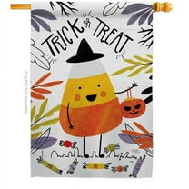 Breeze Decor H112103-BO 28 x 40 in. Candy Corn House Flag with Fall Halloween Double-Sided Decorative Vertical Flags Decoration Banner Garden Yard Gift