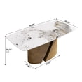 thumbnail image 3 of Modern Dining Table | Spacious Space for Happy Family Dinners | Artificial Stone Panel Crafted Exquisitely | Stable Base with Bronze - colored Iron Legs, 3 of 6
